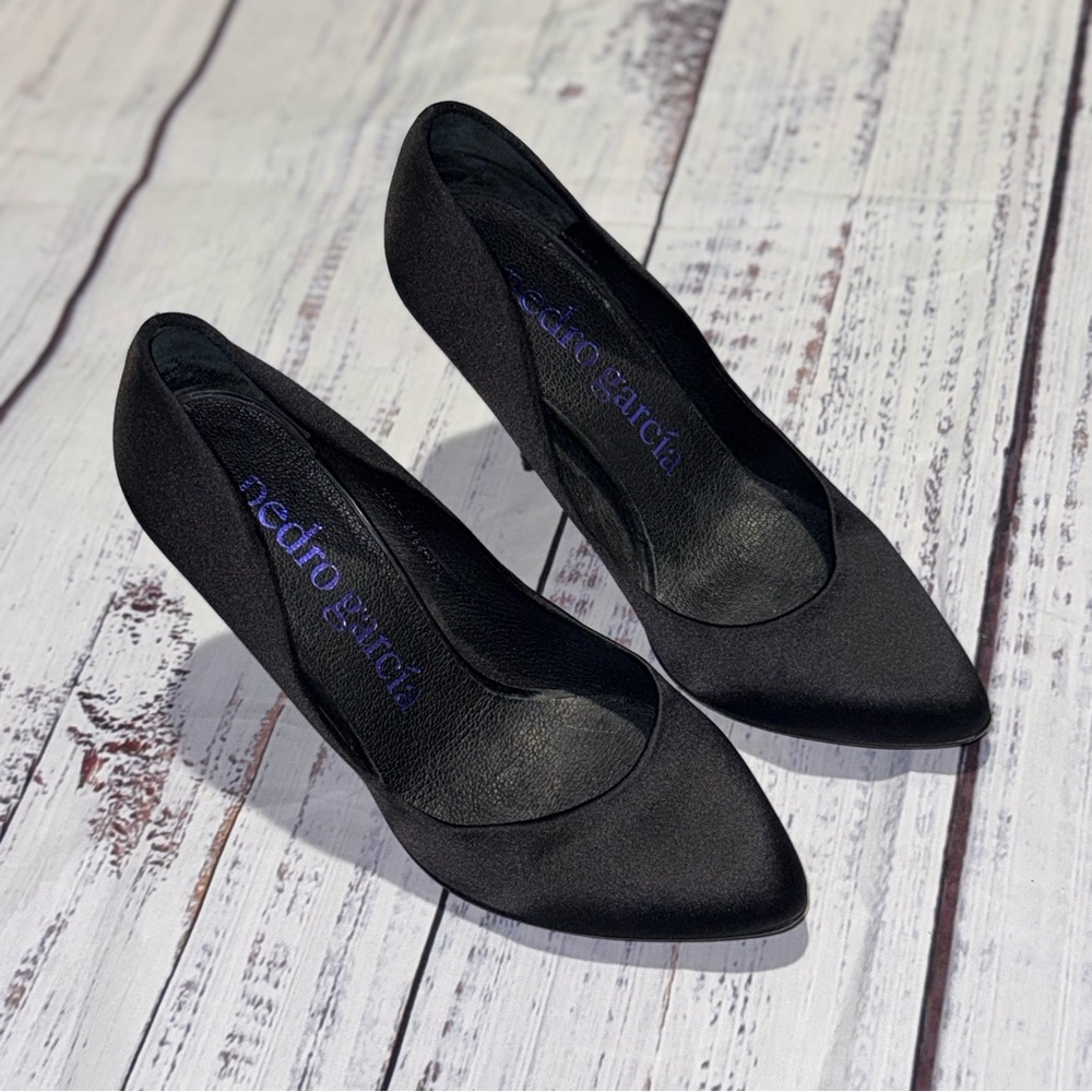 Pedro Garcia Black Satin Heels